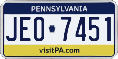 PA license plate JEO7451