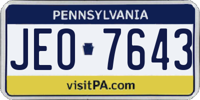 PA license plate JEO7643