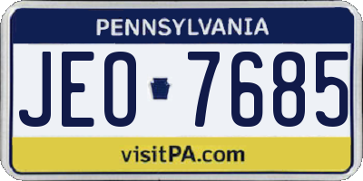 PA license plate JEO7685