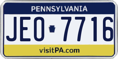 PA license plate JEO7716