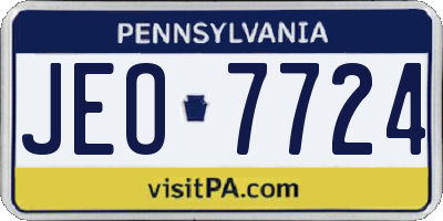 PA license plate JEO7724