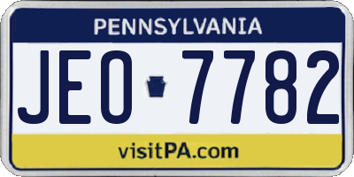 PA license plate JEO7782