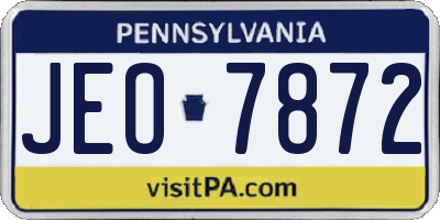 PA license plate JEO7872