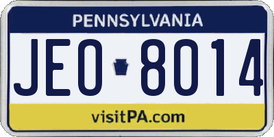 PA license plate JEO8014