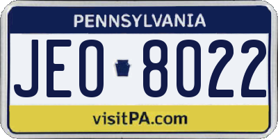 PA license plate JEO8022