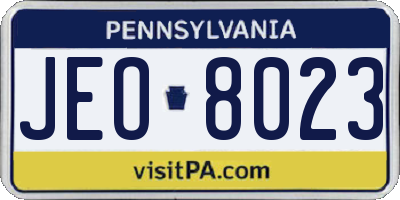 PA license plate JEO8023