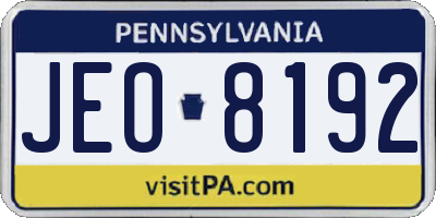 PA license plate JEO8192