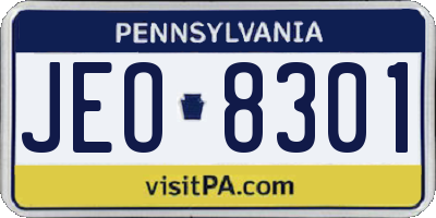 PA license plate JEO8301