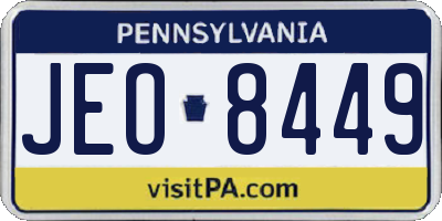 PA license plate JEO8449