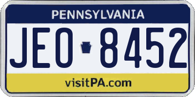 PA license plate JEO8452