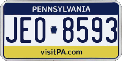 PA license plate JEO8593