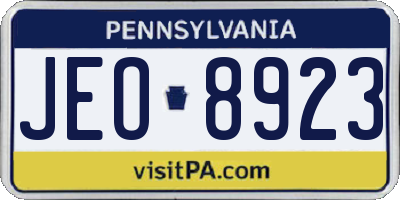 PA license plate JEO8923