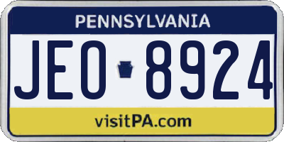 PA license plate JEO8924