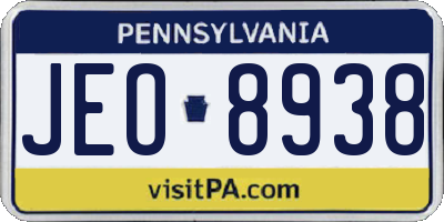 PA license plate JEO8938