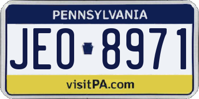 PA license plate JEO8971