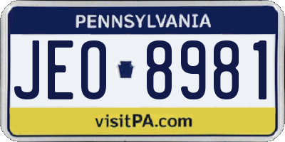 PA license plate JEO8981