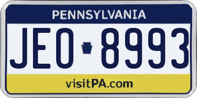 PA license plate JEO8993