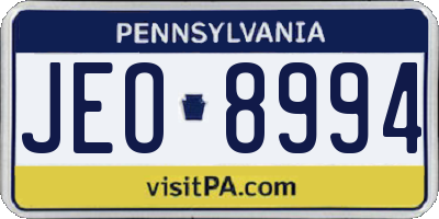 PA license plate JEO8994