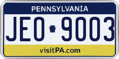 PA license plate JEO9003