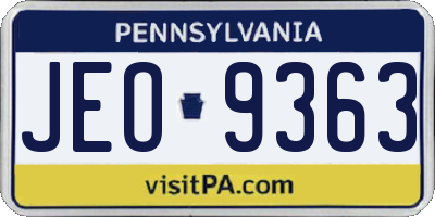 PA license plate JEO9363