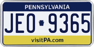 PA license plate JEO9365