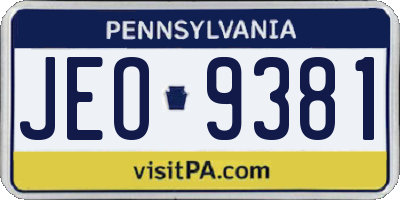 PA license plate JEO9381