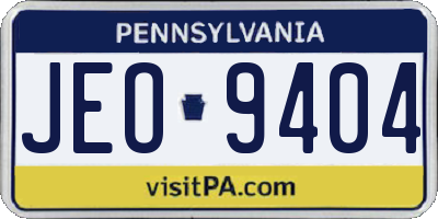 PA license plate JEO9404