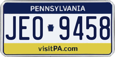 PA license plate JEO9458