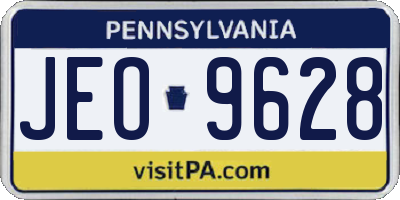 PA license plate JEO9628