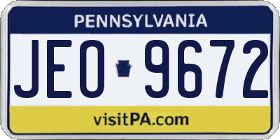 PA license plate JEO9672