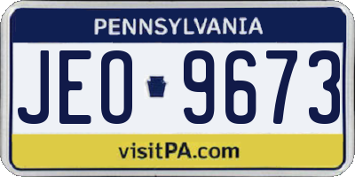 PA license plate JEO9673