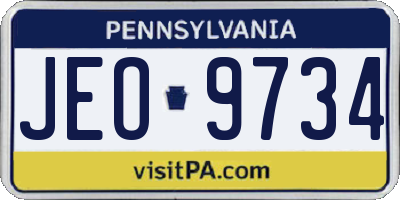 PA license plate JEO9734