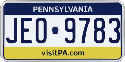 PA license plate JEO9783