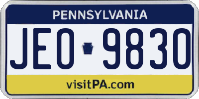 PA license plate JEO9830
