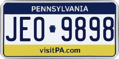 PA license plate JEO9898