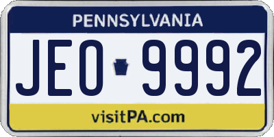 PA license plate JEO9992