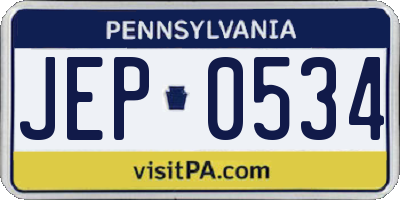 PA license plate JEP0534