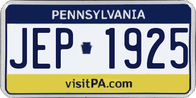 PA license plate JEP1925