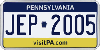 PA license plate JEP2005
