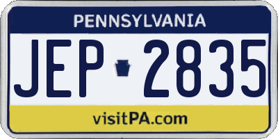 PA license plate JEP2835
