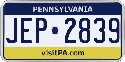PA license plate JEP2839