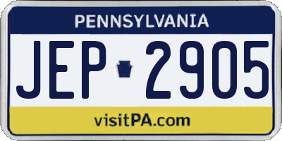 PA license plate JEP2905