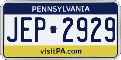 PA license plate JEP2929