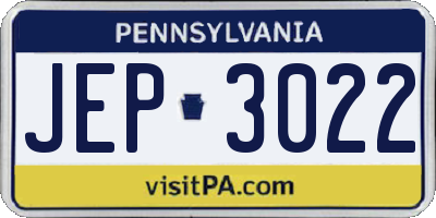 PA license plate JEP3022