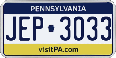 PA license plate JEP3033