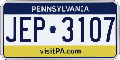 PA license plate JEP3107