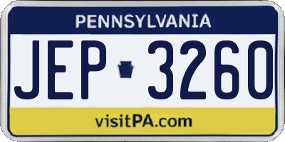 PA license plate JEP3260