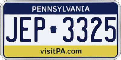 PA license plate JEP3325