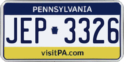 PA license plate JEP3326