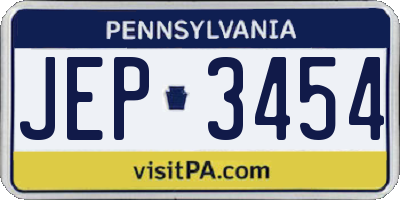 PA license plate JEP3454